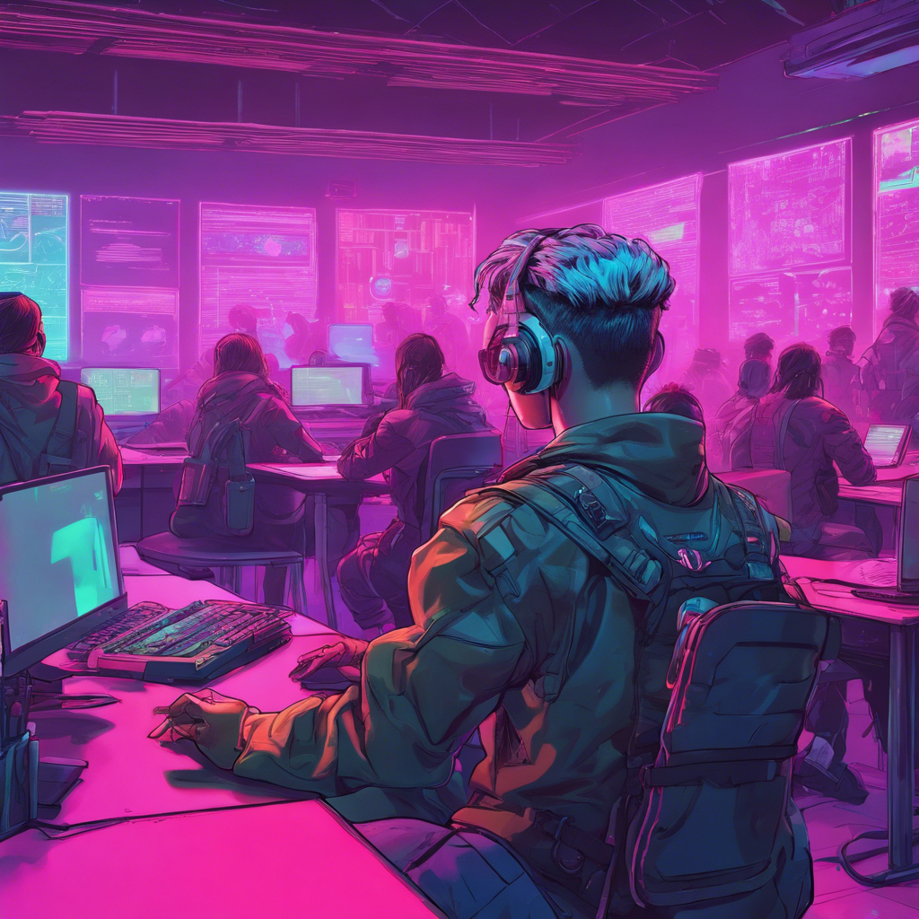neon picture of a classroom